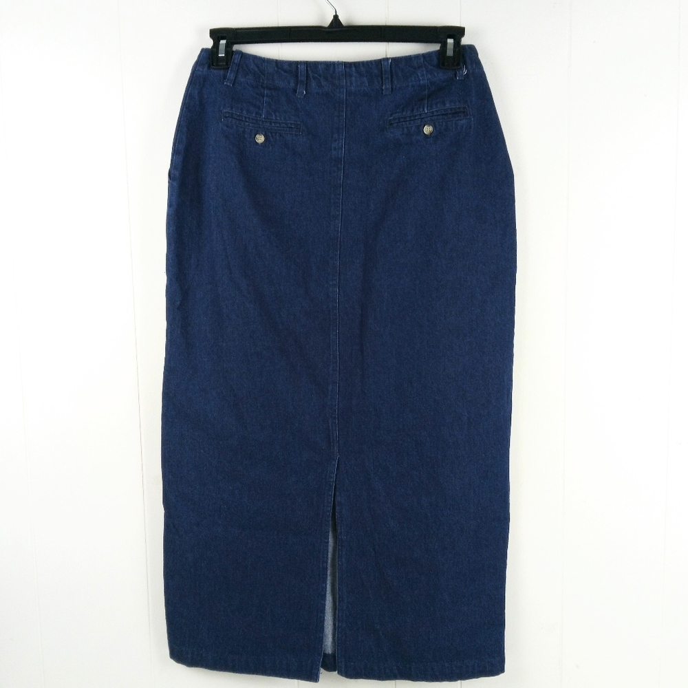 Mountain Lake Denim Midi Skirt Size 12 Blue Minimalist Modest Boho Cottagecore - Picture 3 of 10